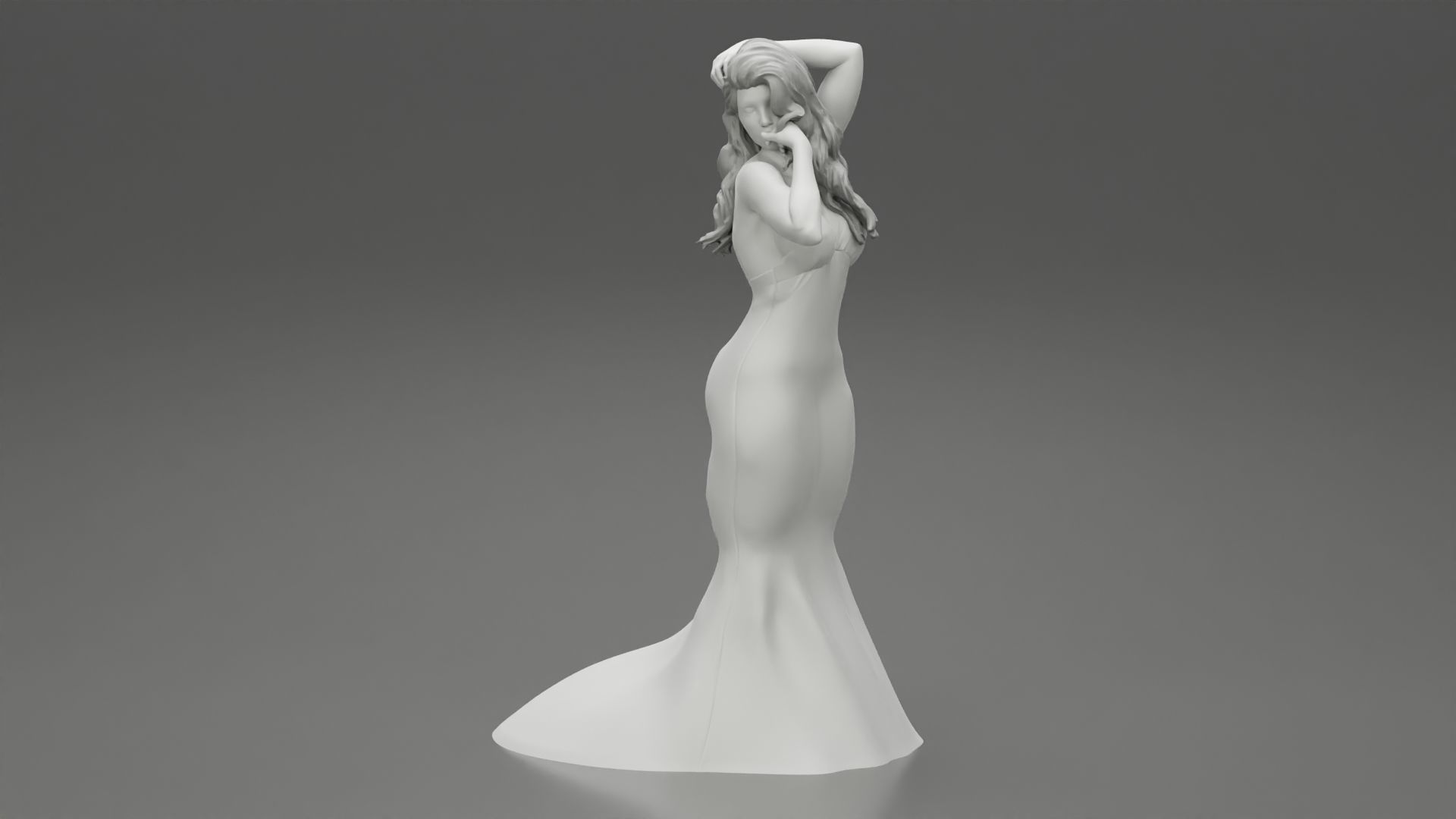 Beautiful Woman in Evening Dress 3D print model_1