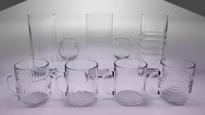 9 glasses two glass mugs