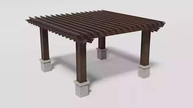 Wooden Garden Pergola 1 Low-poly 3D model