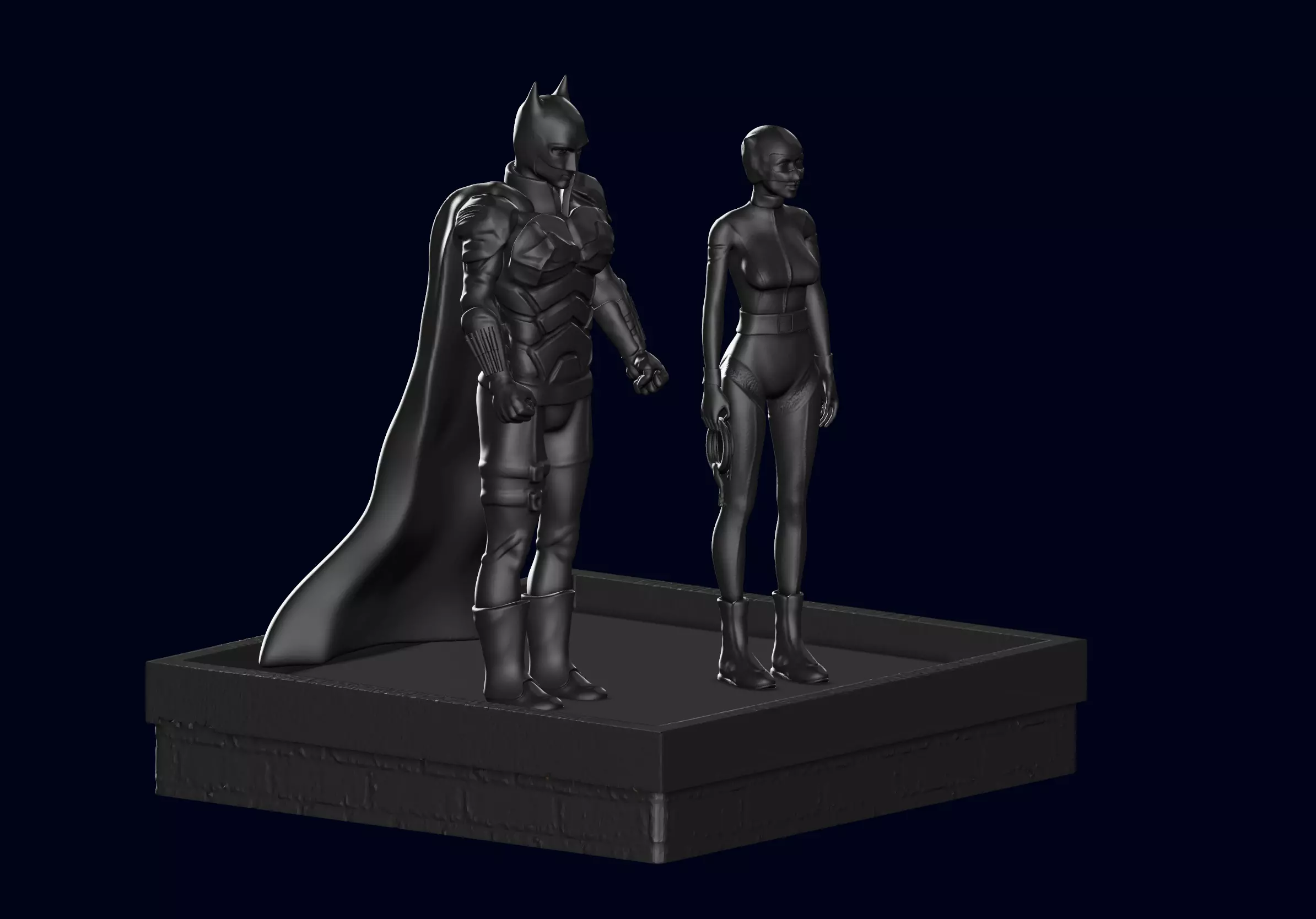 Batman and Catwoman Statue The Batman 2022 Statue Fan Art 3D print model