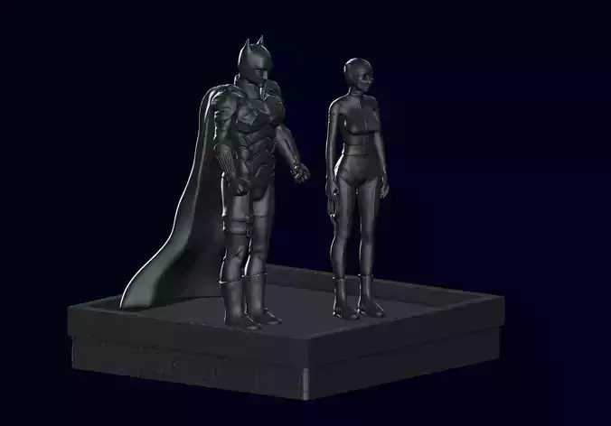 Batman and Catwoman Statue The Batman 2022 Statue Fan Art 