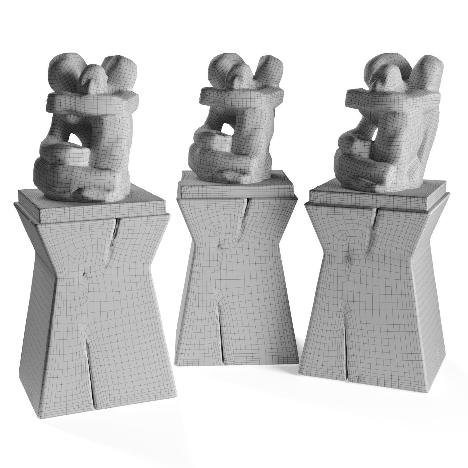 African abstract figure Low-poly 3D model_4