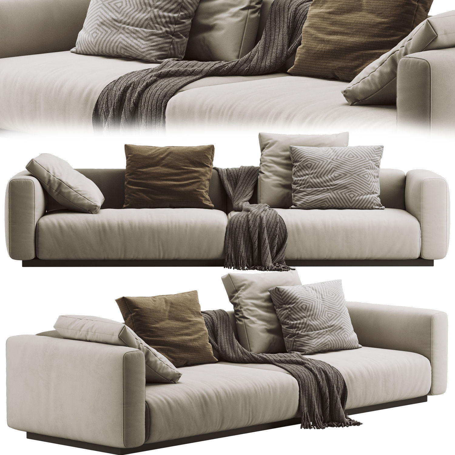 Flexform Lario Sofa 3 seats 3D model_2