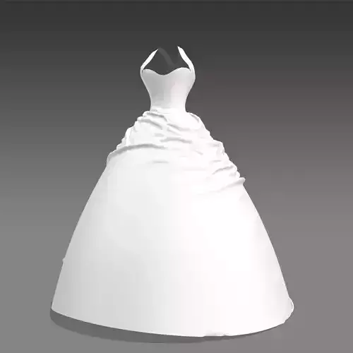 DRESS WHITE GOWN LOOK STYLE DRAPED 3D model