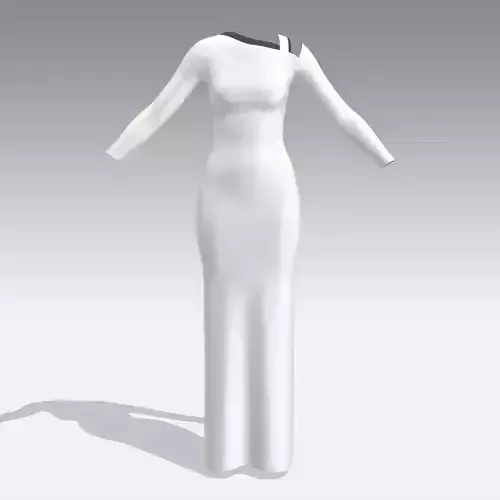 DRESS WHITE ASYMETRIC LOOK LONG DRESS