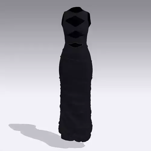 DRESS BLACK LOOK ELASTIC LONG DRESS