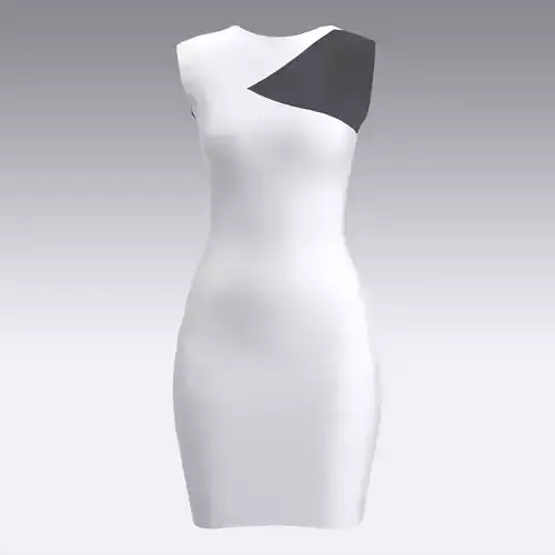 DRESS ASYMETRIC WHITE MODERN LOOK