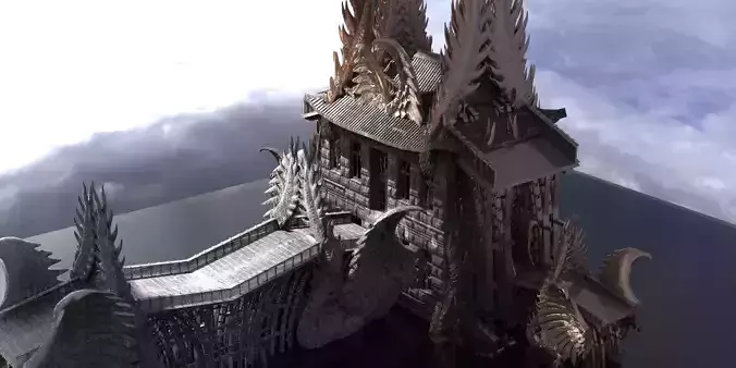 Emperor Dragon Winged Temple Fantasy 3D model