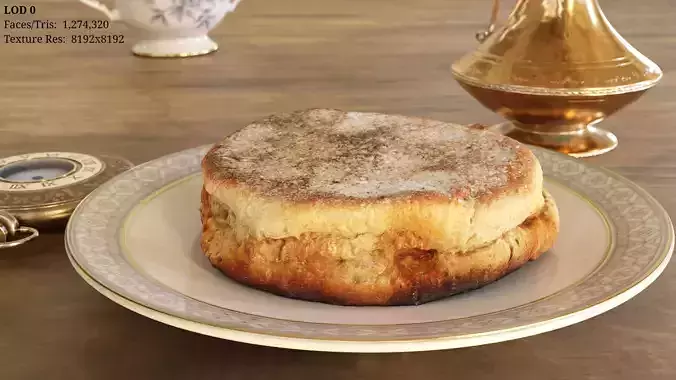 Photorealistic English Muffin - 5 LODs Free low-poly 3D model