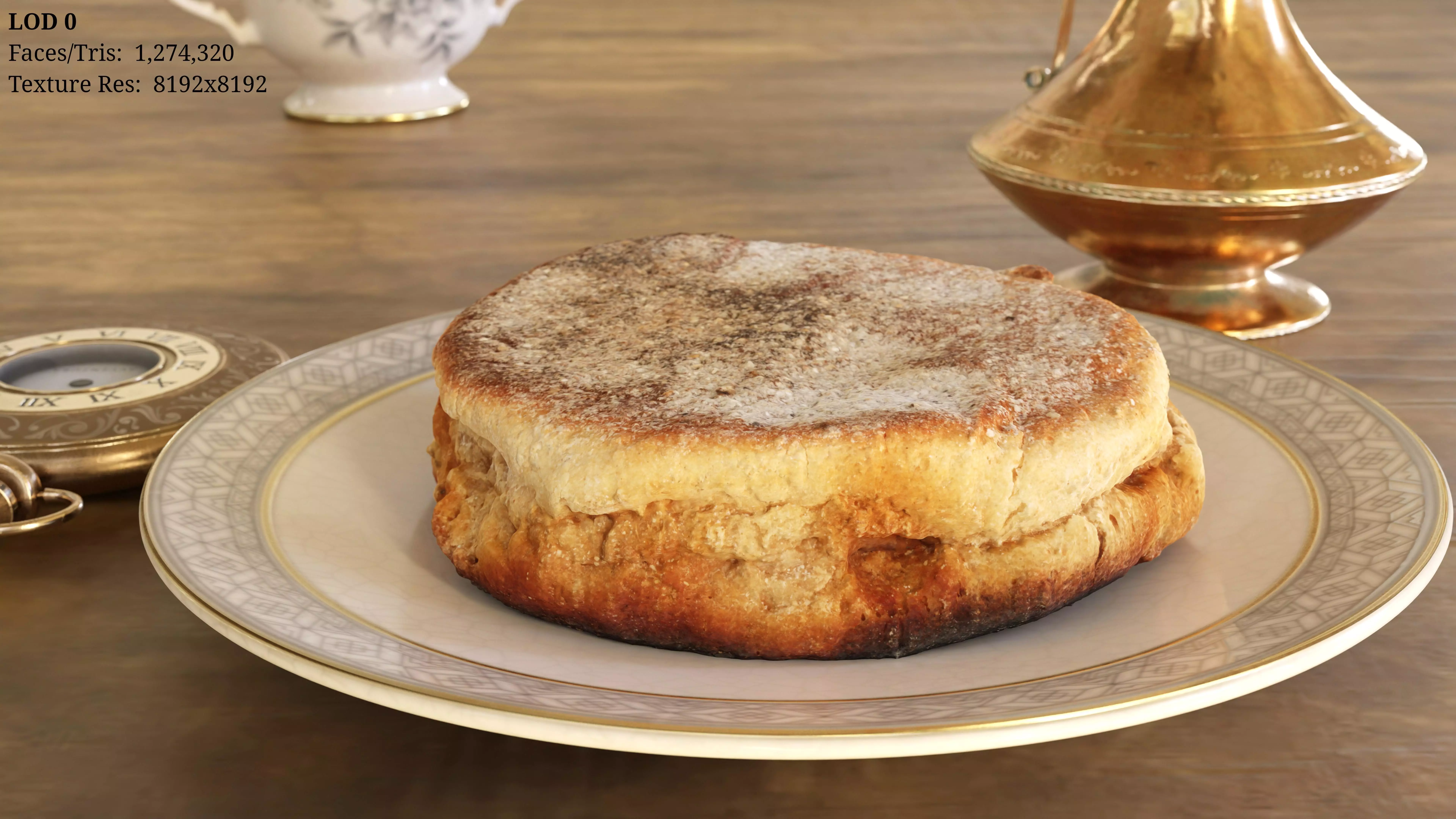 Photorealistic English Muffin - 5 LODs Free low-poly 3D model_0