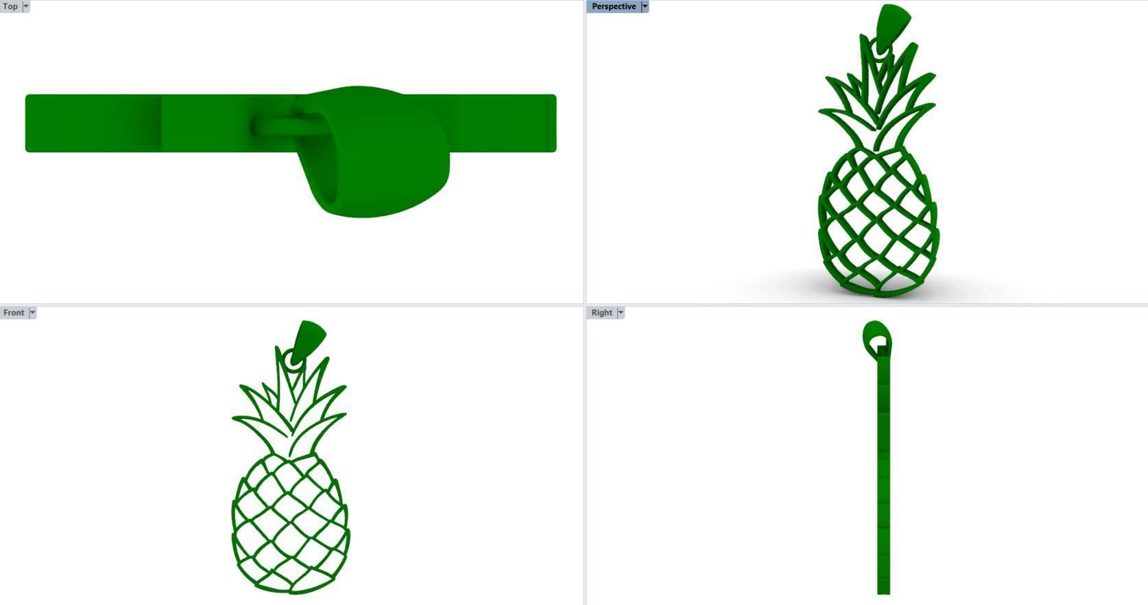 Pineapple pendant 3D print model_6