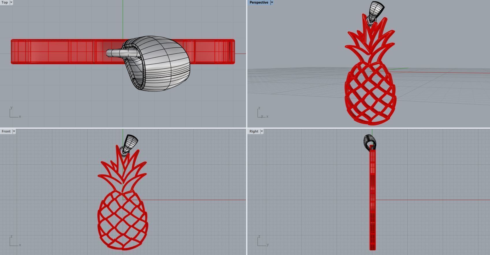 Pineapple pendant 3D print model_7