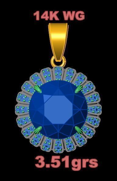 Sapphire and Diamonds Pendant 3D print model_6