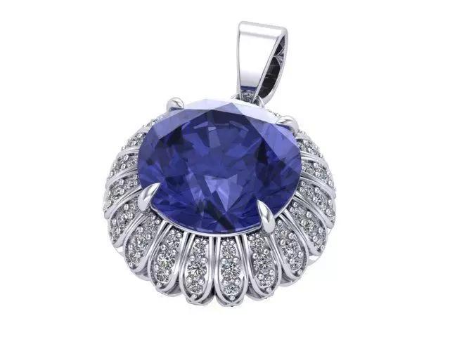 Sapphire and Diamonds Pendant 3D print model_0
