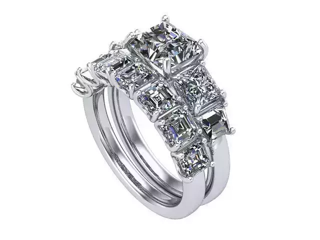 Radiant Princess Custom Baguette Diamond Wedding Set