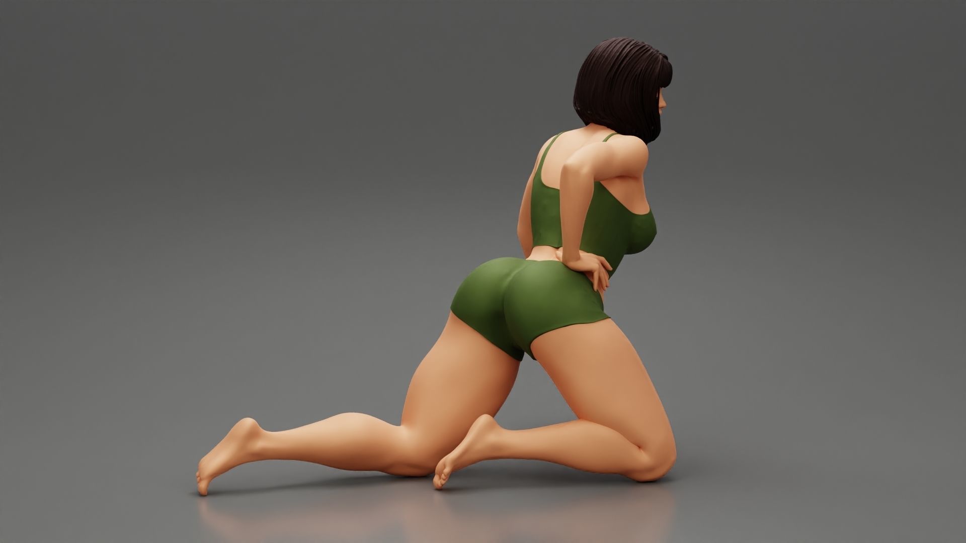 Sexy Girl Posing On Her Knees 3D print model_2