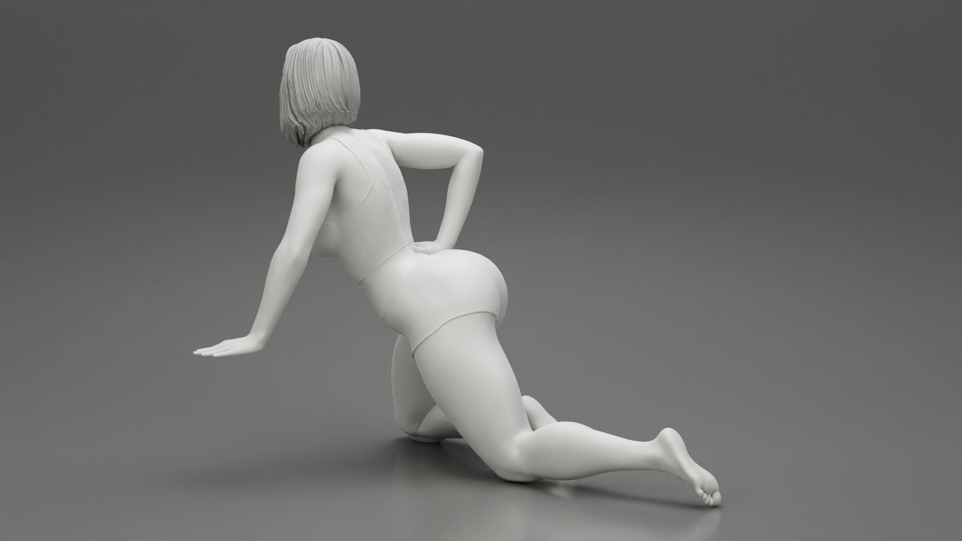 Sexy Girl Posing On Her Knees 3D print model_7