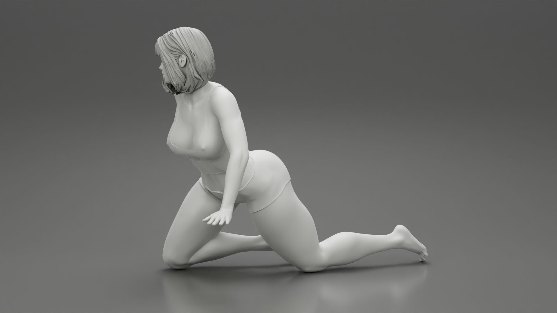 Sexy Girl Posing On Her Knees 3D print model_9