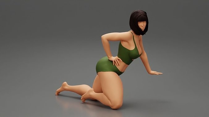 Sexy Girl Posing On Her Knees 3D print model