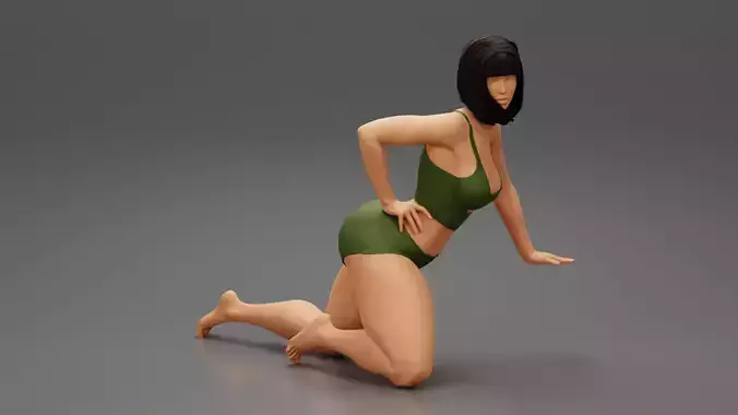 Sexy Girl Posing On Her Knees 3D print model