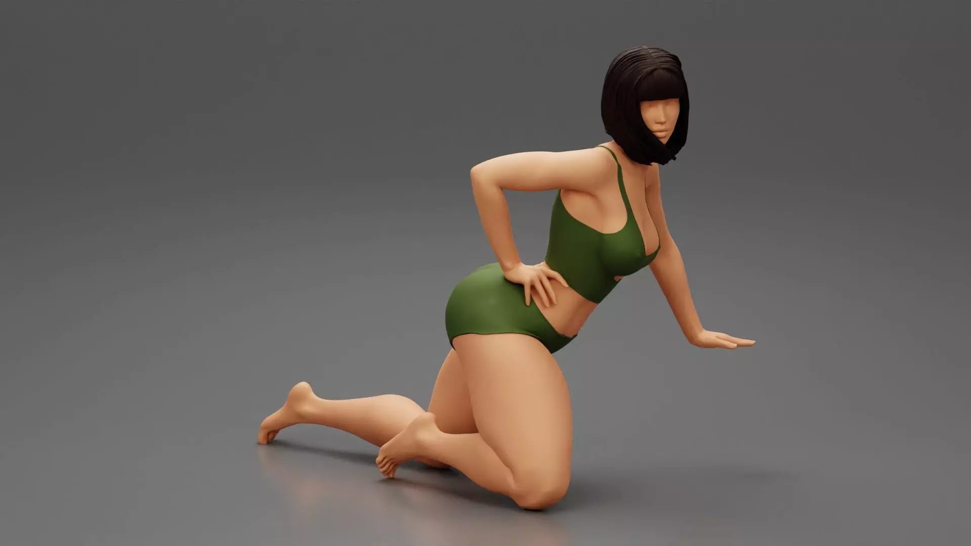 Sexy Girl Posing On Her Knees 3D print model_0