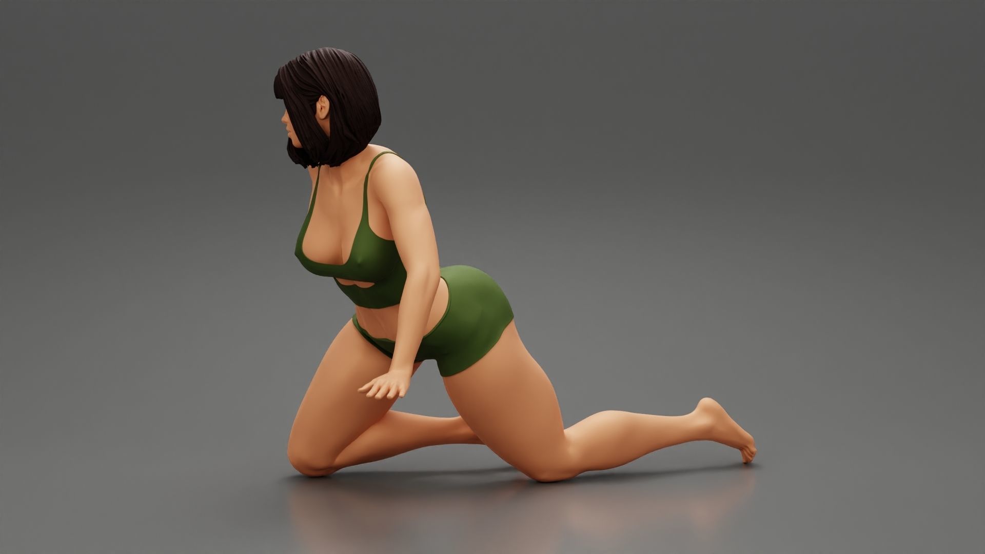 Sexy Girl Posing On Her Knees 3D print model_8
