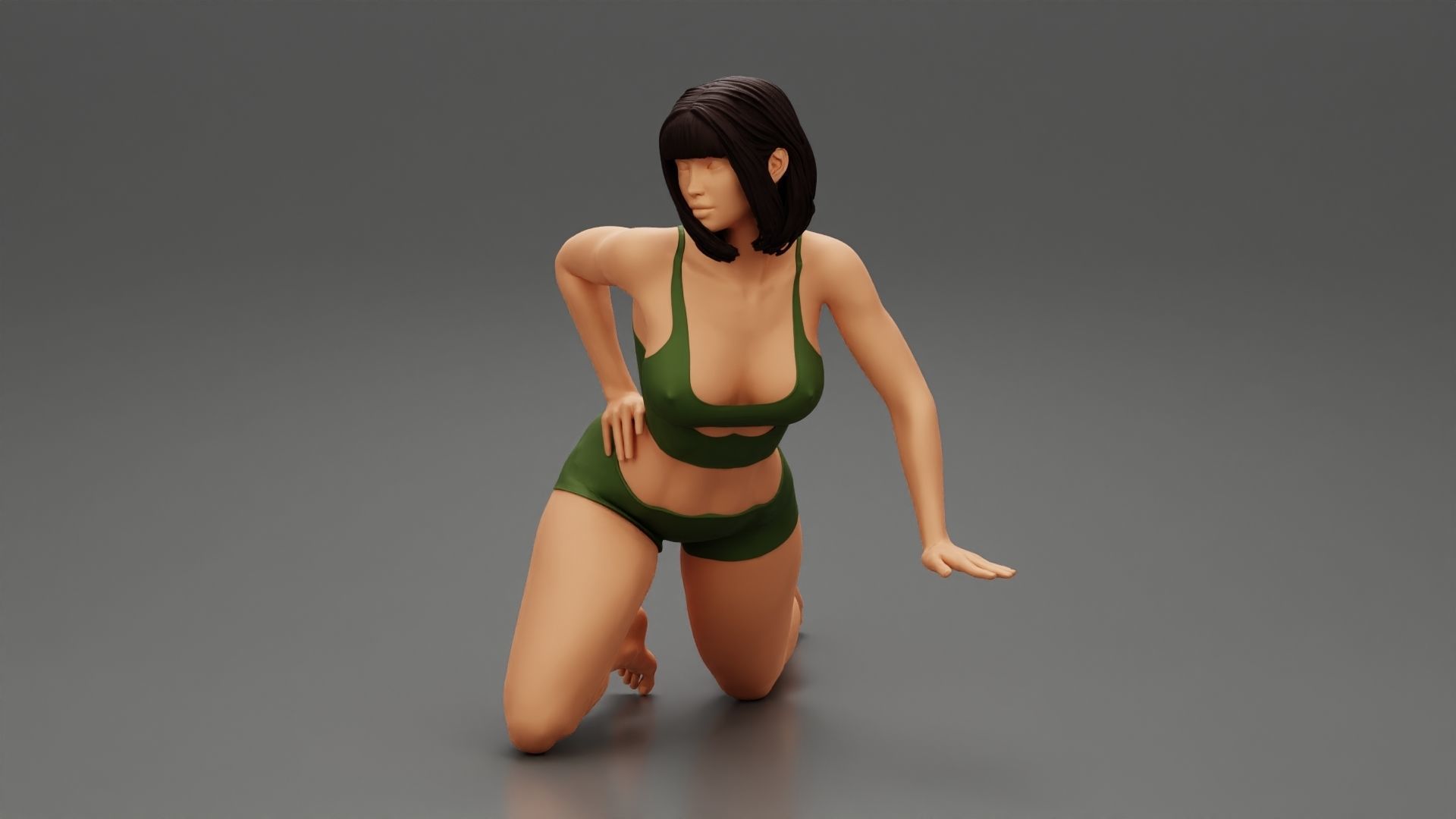 Sexy Girl Posing On Her Knees 3D print model_10