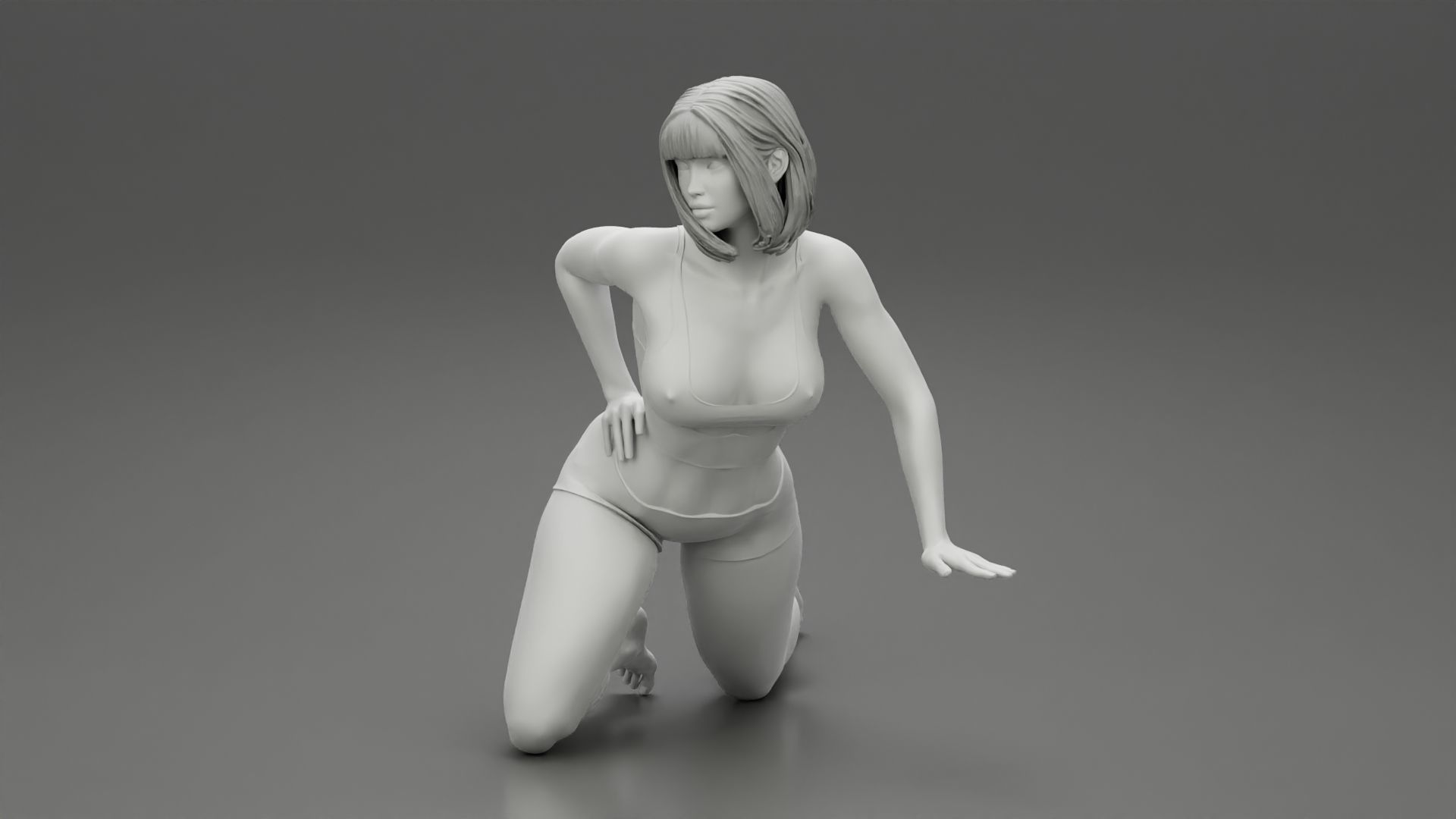 Sexy Girl Posing On Her Knees 3D print model_11