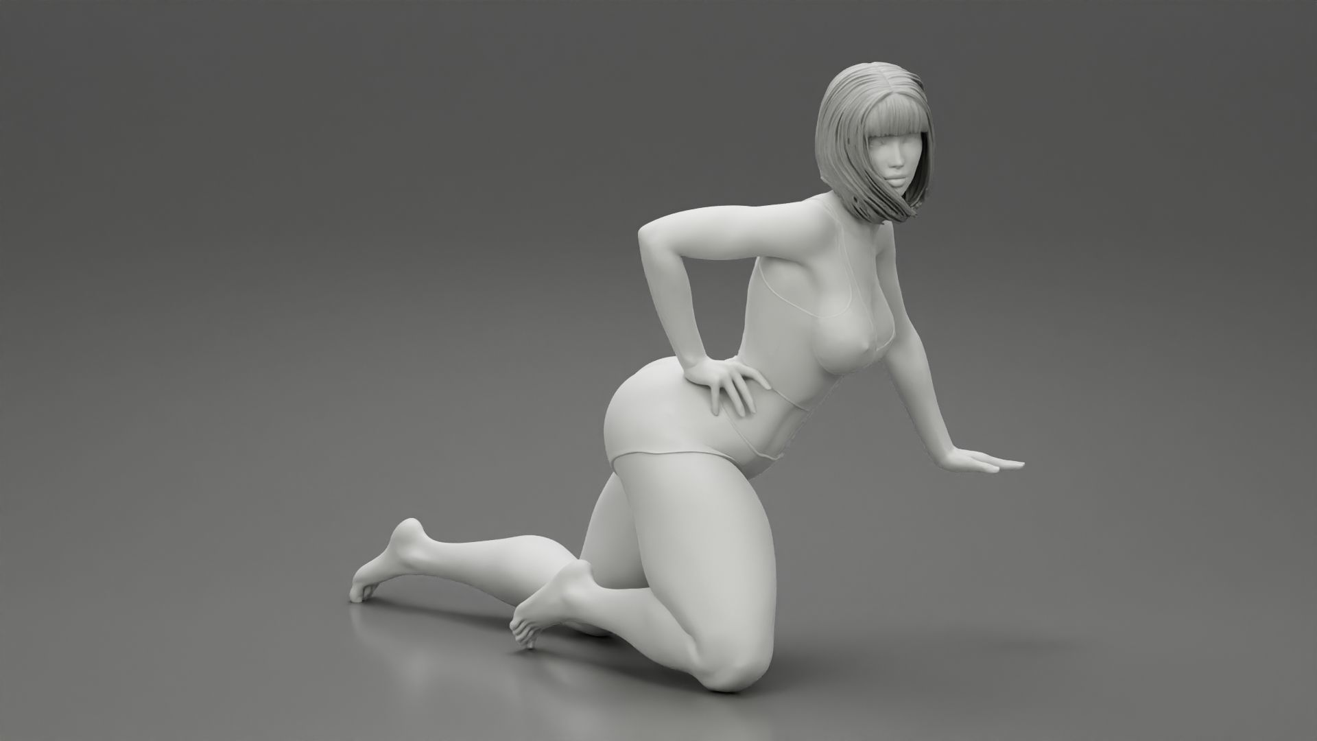 Sexy Girl Posing On Her Knees 3D print model_1