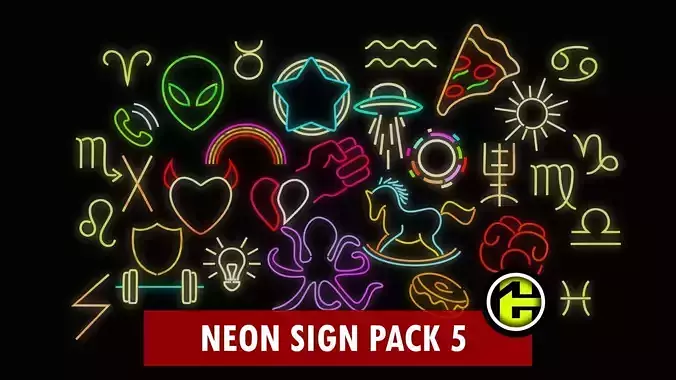 Ultimate Neon Sign pack 5 Low-poly 3D model