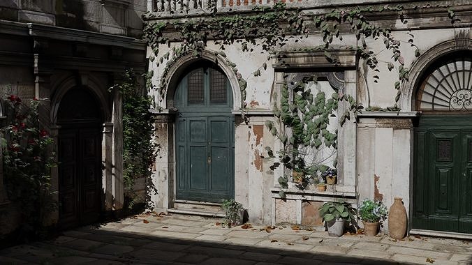 Italian Venetian Gothic Scene 3D Model