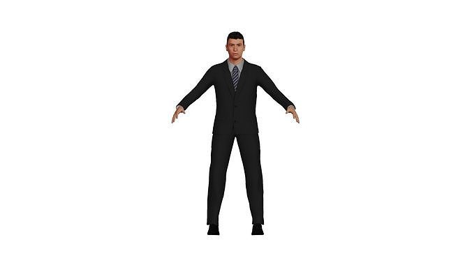 Man dressed in suit   Free low-poly 3D model