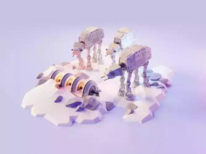 Star Wars atats low poly model render in blender