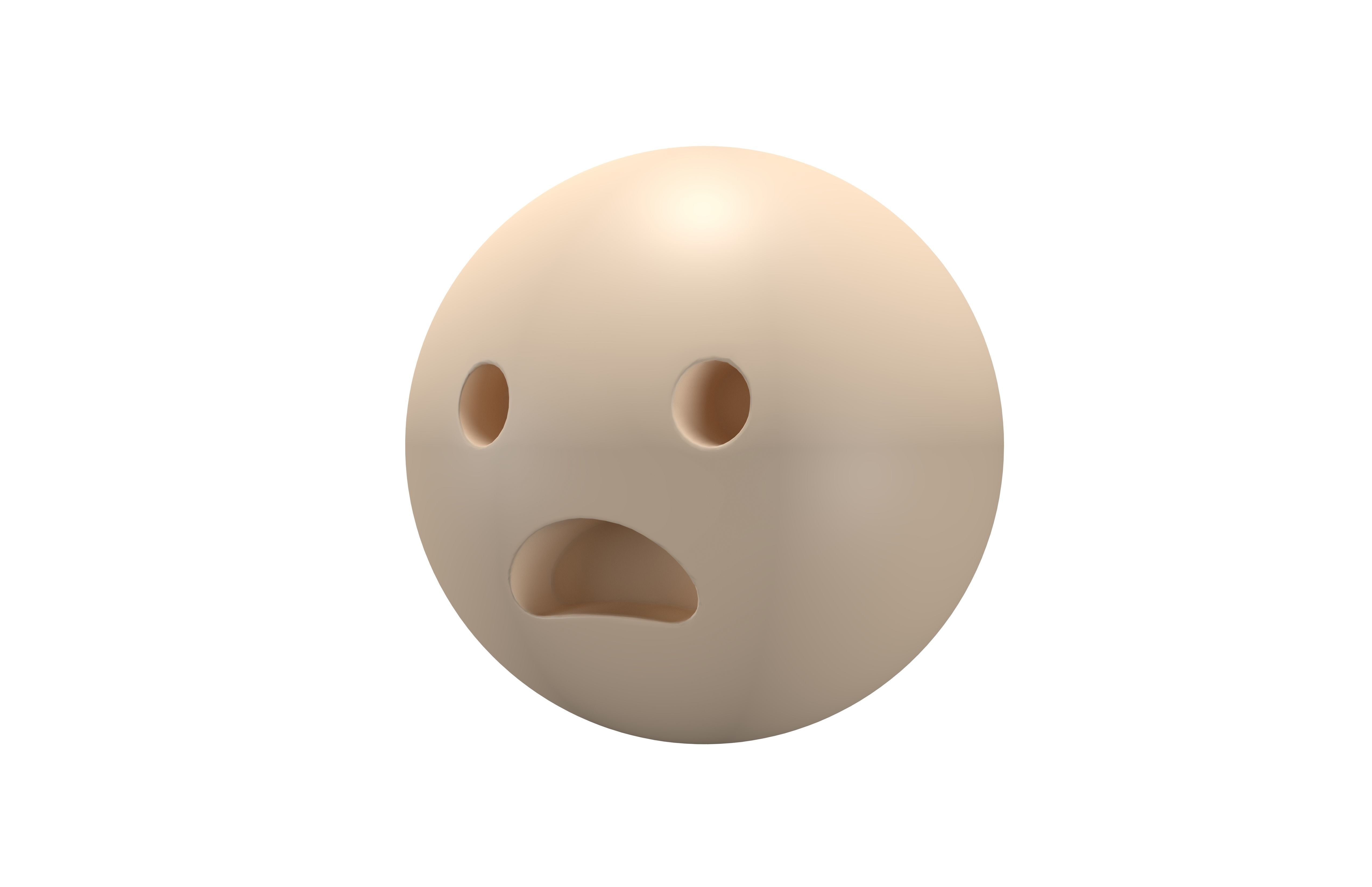 Frowning Face with Open Mouth 02 Low-poly 3D model_1