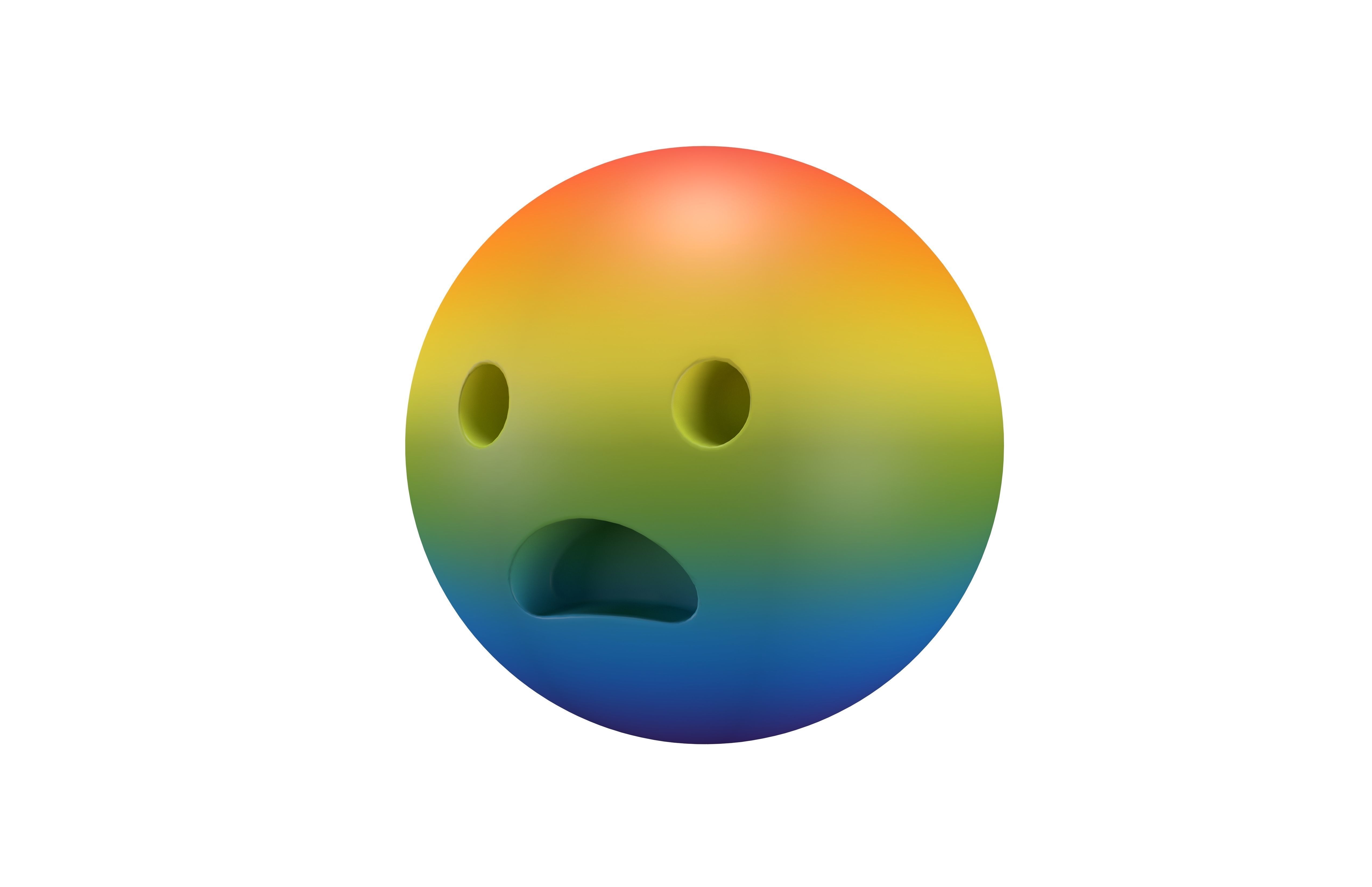 Frowning Face with Open Mouth 05 Low-poly 3D model_1