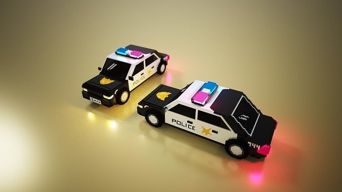 Voxel 3D police car model  3D model