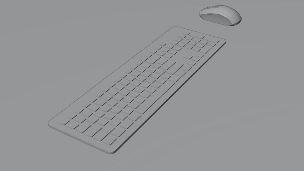 Mouse and Keyboard Low-poly 3D model_3