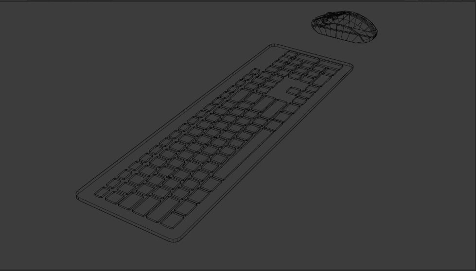 Mouse and Keyboard Low-poly 3D model_2