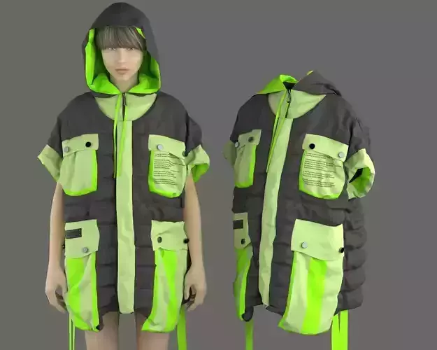 3D Model Puffer girl in jacket