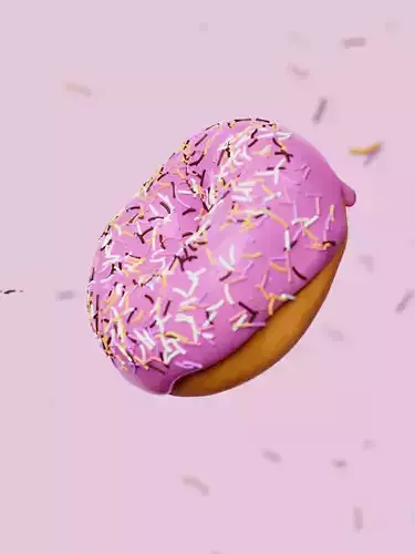 donut with sprinkles flying in air