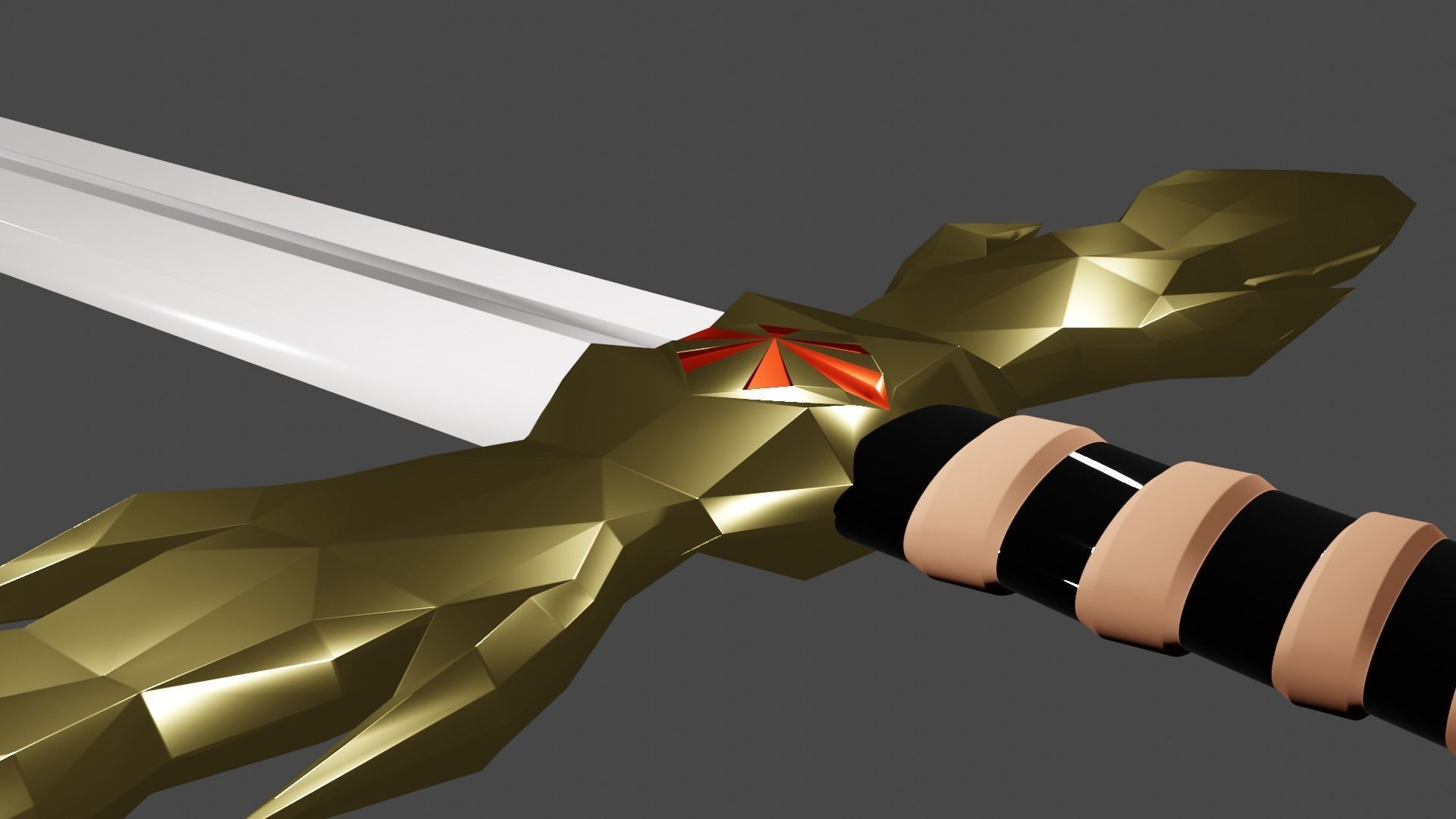 low poly Sword gold Low-poly 3D model_1