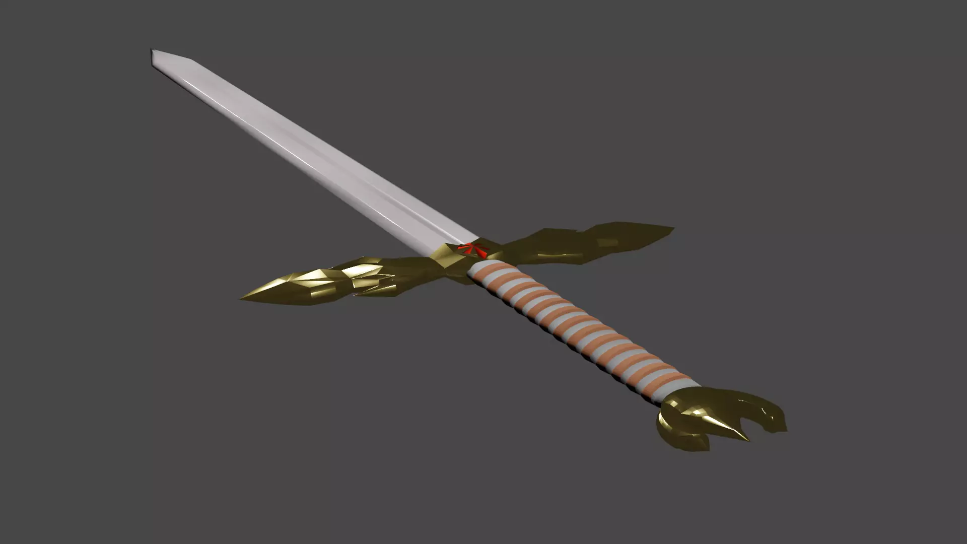 low poly Sword gold Low-poly 3D model_0