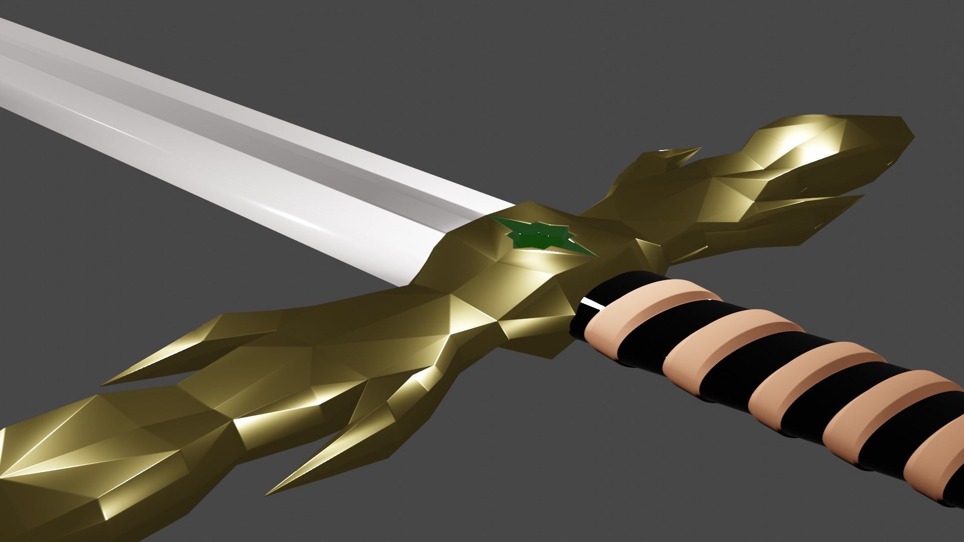 low poly Sword gold Low-poly 3D model_2