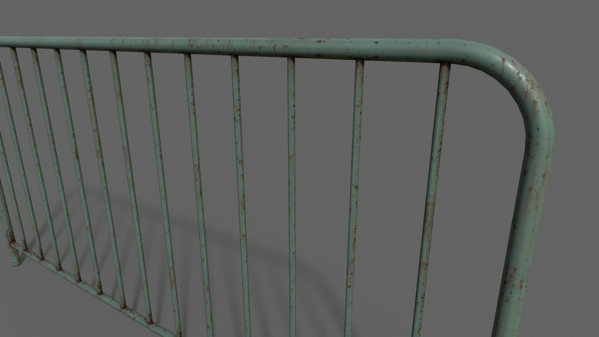 PBR Pedestrian Guard Rail Green V1 Low-poly 3D model_12