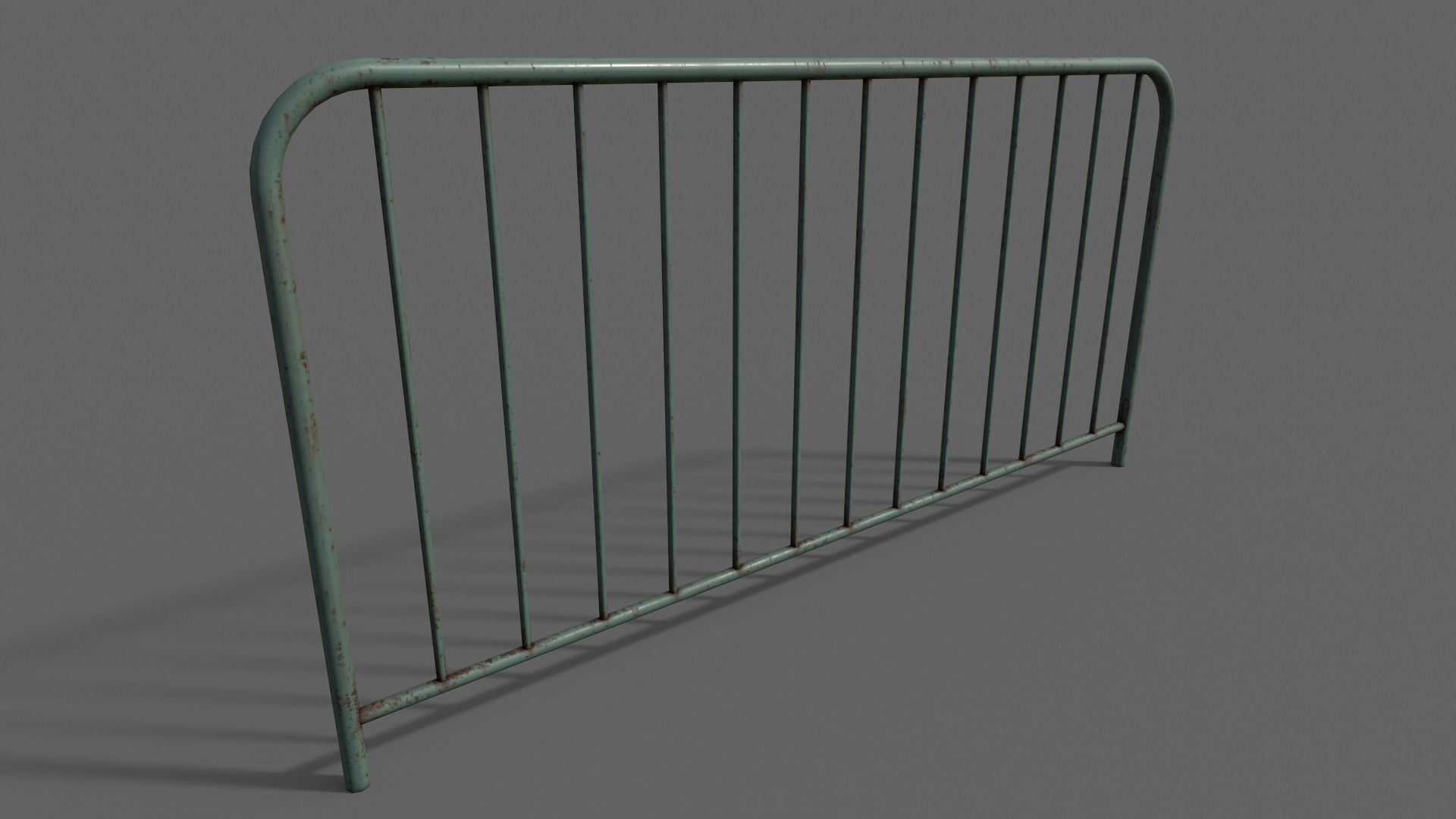PBR Pedestrian Guard Rail Green V1 Low-poly 3D model_10