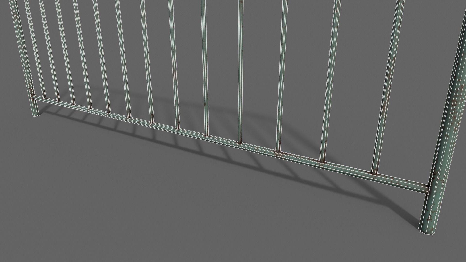 PBR Pedestrian Guard Rail Green V1 Low-poly 3D model_20