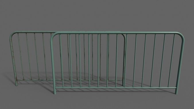 PBR Pedestrian Guard Rail Green V1 Low-poly 3D model