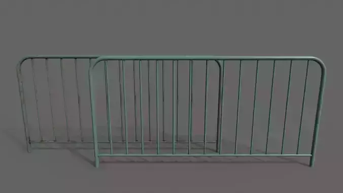 PBR Pedestrian Guard Rail Green V1 Low-poly 3D model