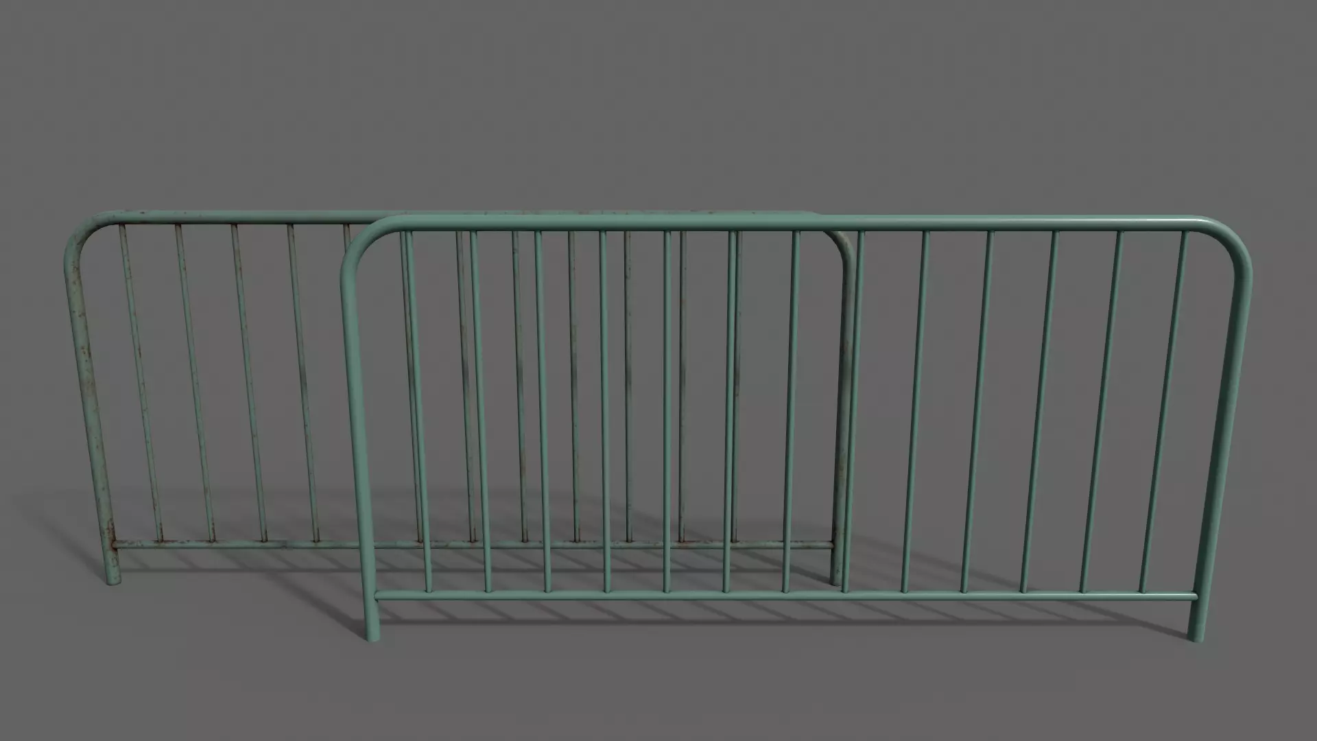 PBR Pedestrian Guard Rail Green V1 Low-poly 3D model_0