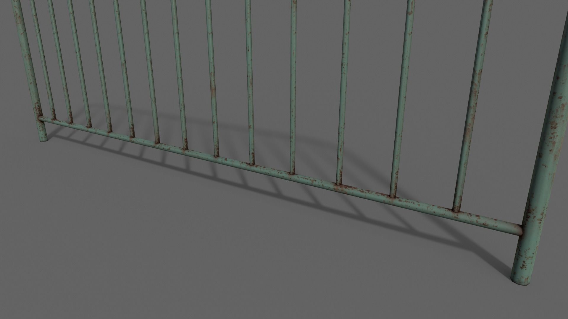 PBR Pedestrian Guard Rail Green V1 Low-poly 3D model_13